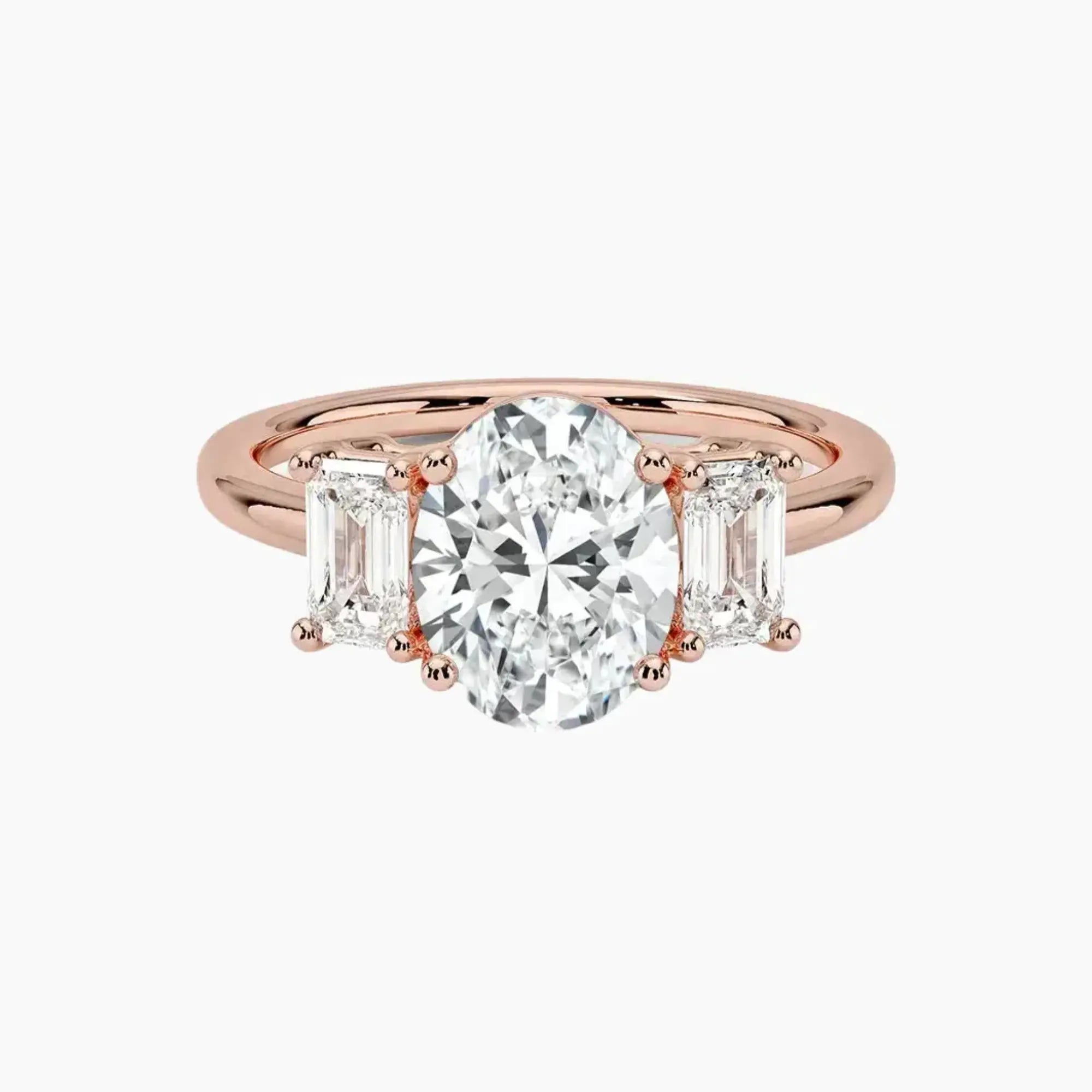 Aurelia Oval Three Stone 1.5 Carat Lab Grown Diamond Engagement Ring in 18K Rose Gold