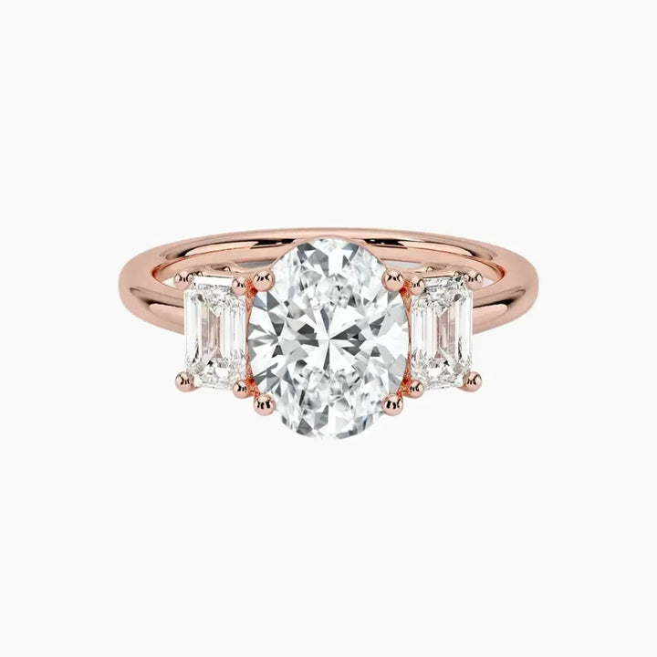 Aurelia Oval Three Stone 1 Carat Lab Grown Diamond Engagement Ring in 18K Rose Gold