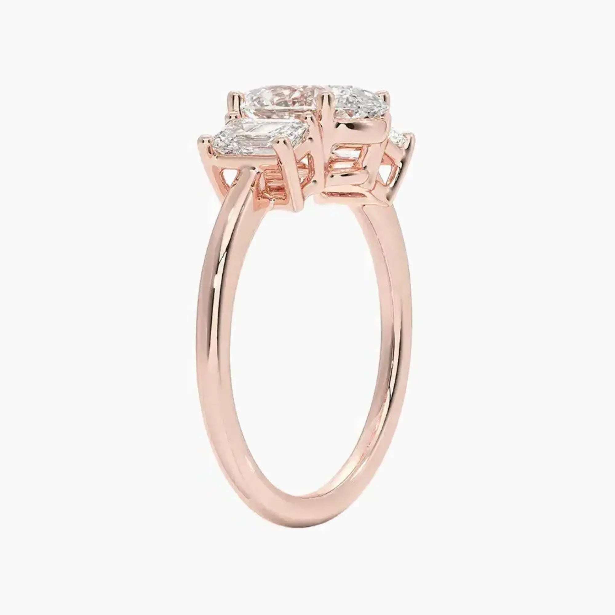 Aurelia Oval Three Stone Diamond Ring Setting in 18K Yellow Gold