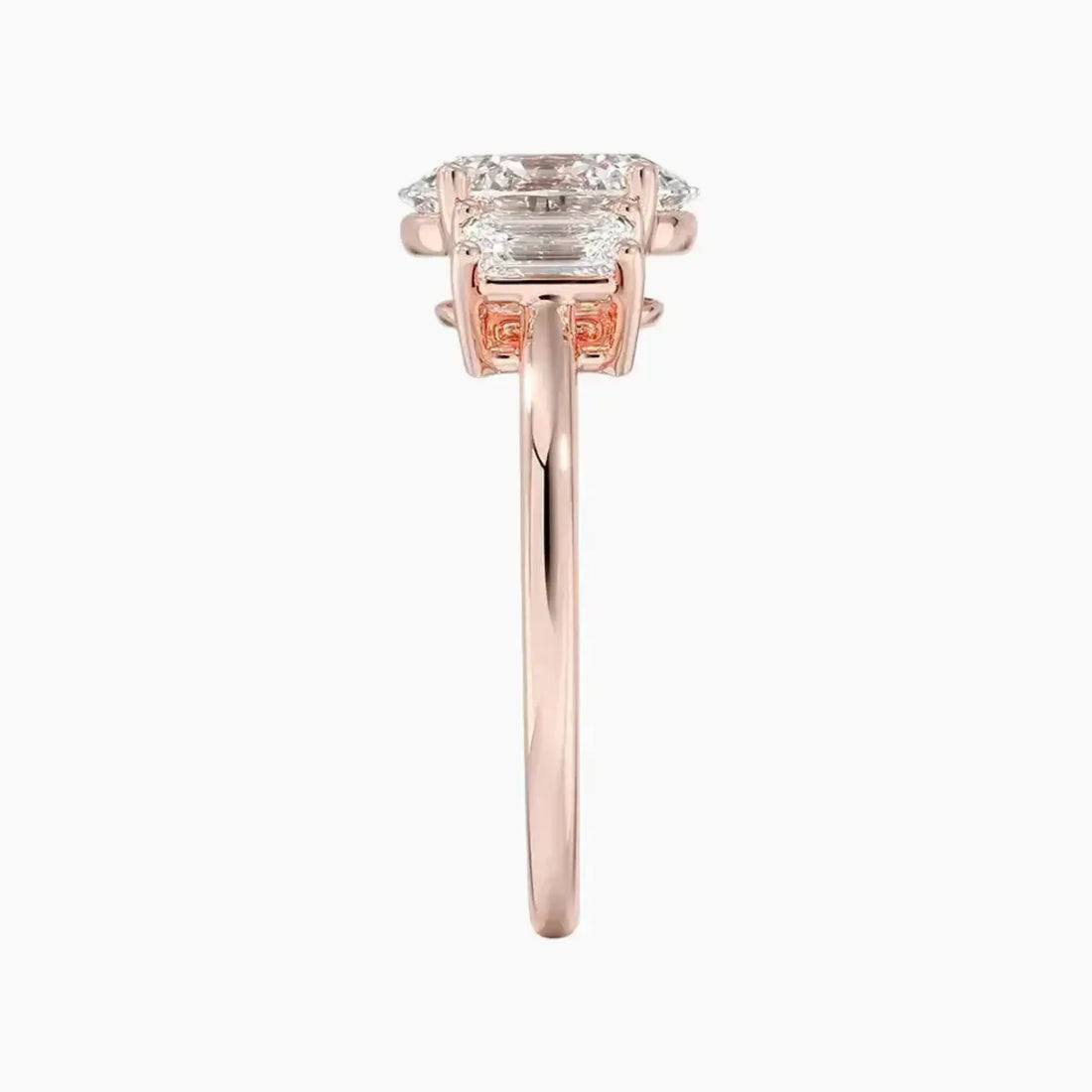 Aurelia Oval Three Stone 2 Carat Lab Grown Diamond Engagement Ring in 14K Rose Gold