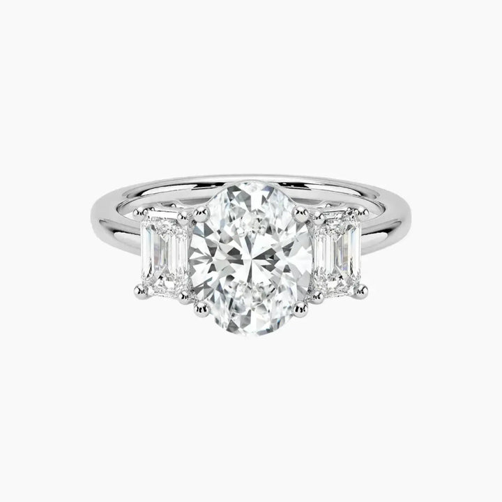 Aurelia Oval Three Stone 1.5 Carat Lab Grown Diamond Engagement Ring in 18K White Gold