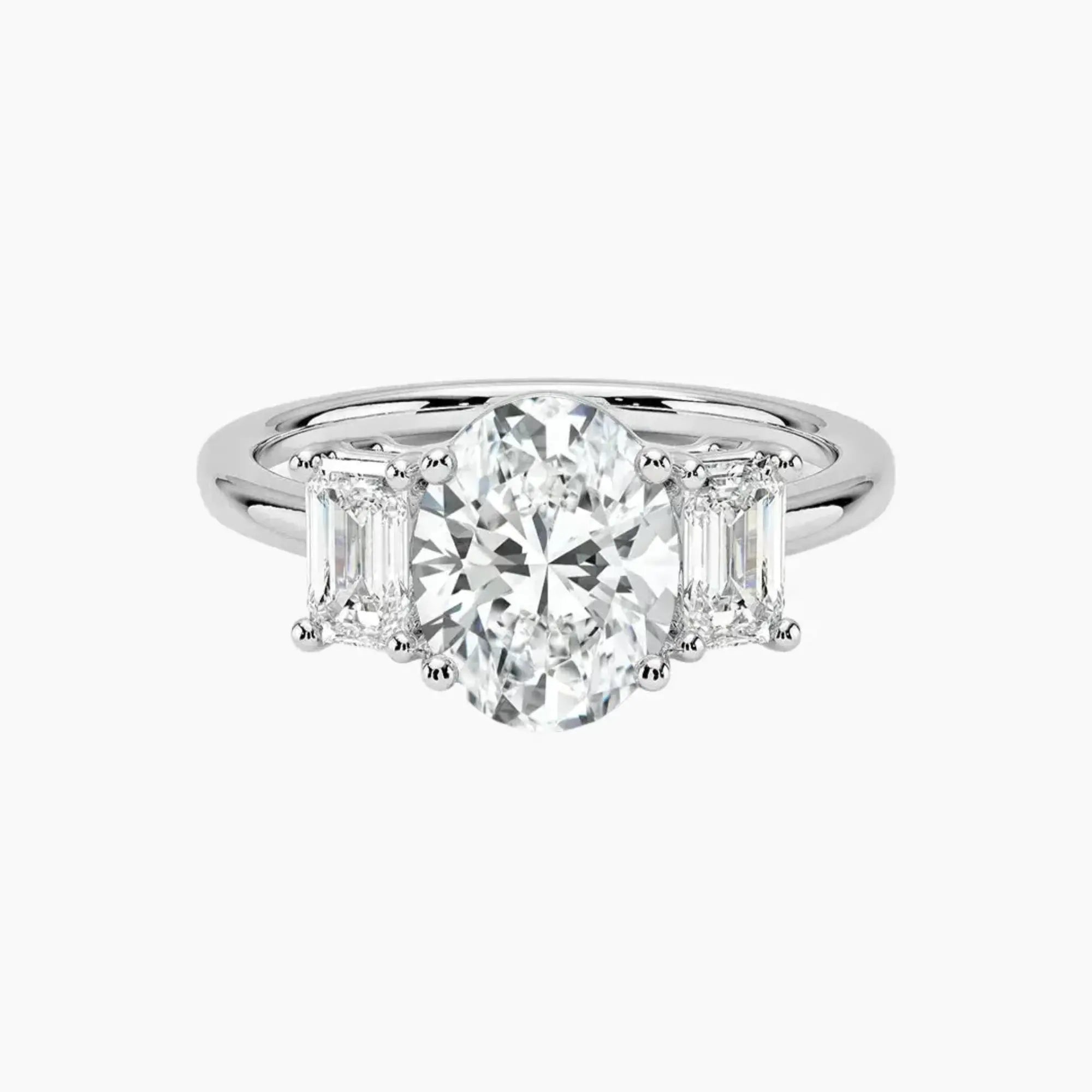 Aurelia Oval Three Stone 3 Carat Lab Grown Diamond Engagement Ring in 14K Rose Gold