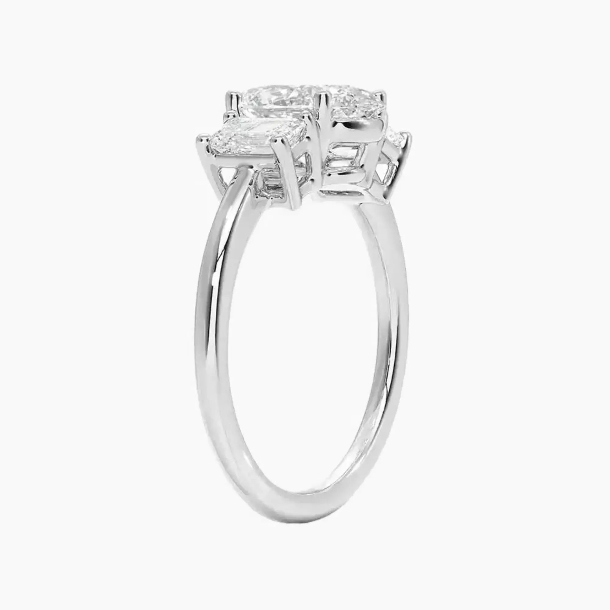 Aurelia Oval Three Stone Diamond Ring Setting in 14K White Gold