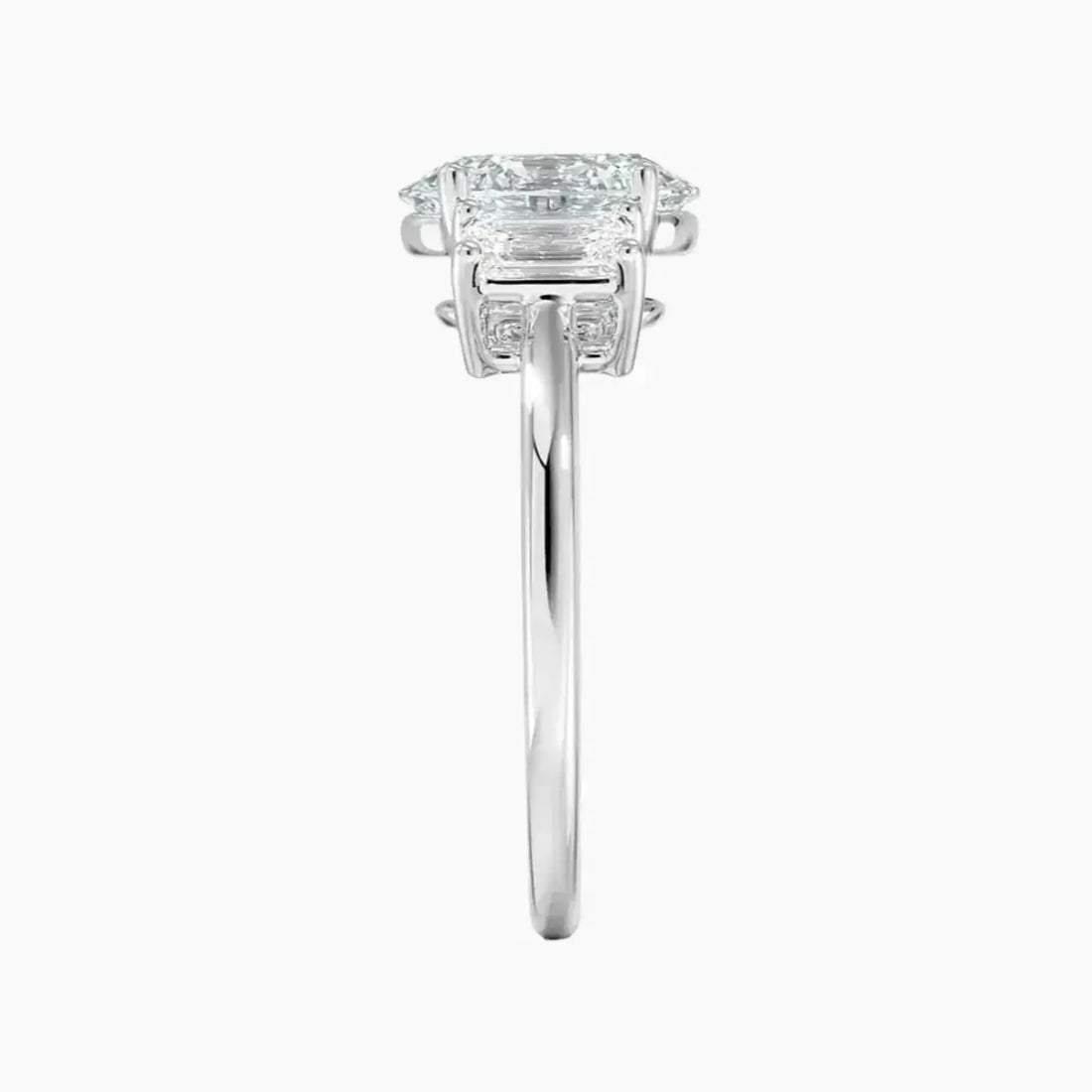 Aurelia Oval Three Stone 3 Carat Lab Grown Diamond Engagement Ring in 18K White Gold