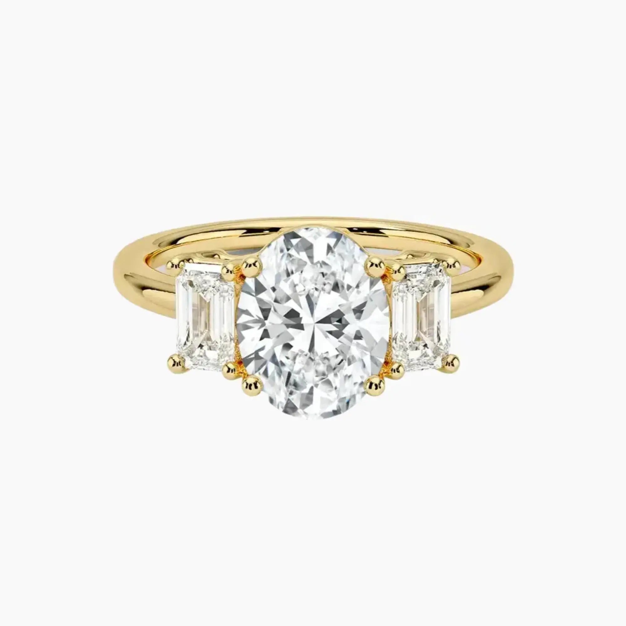 Aurelia Oval Three Stone 1 Carat Lab Grown Diamond Engagement Ring in 14K Yellow Gold