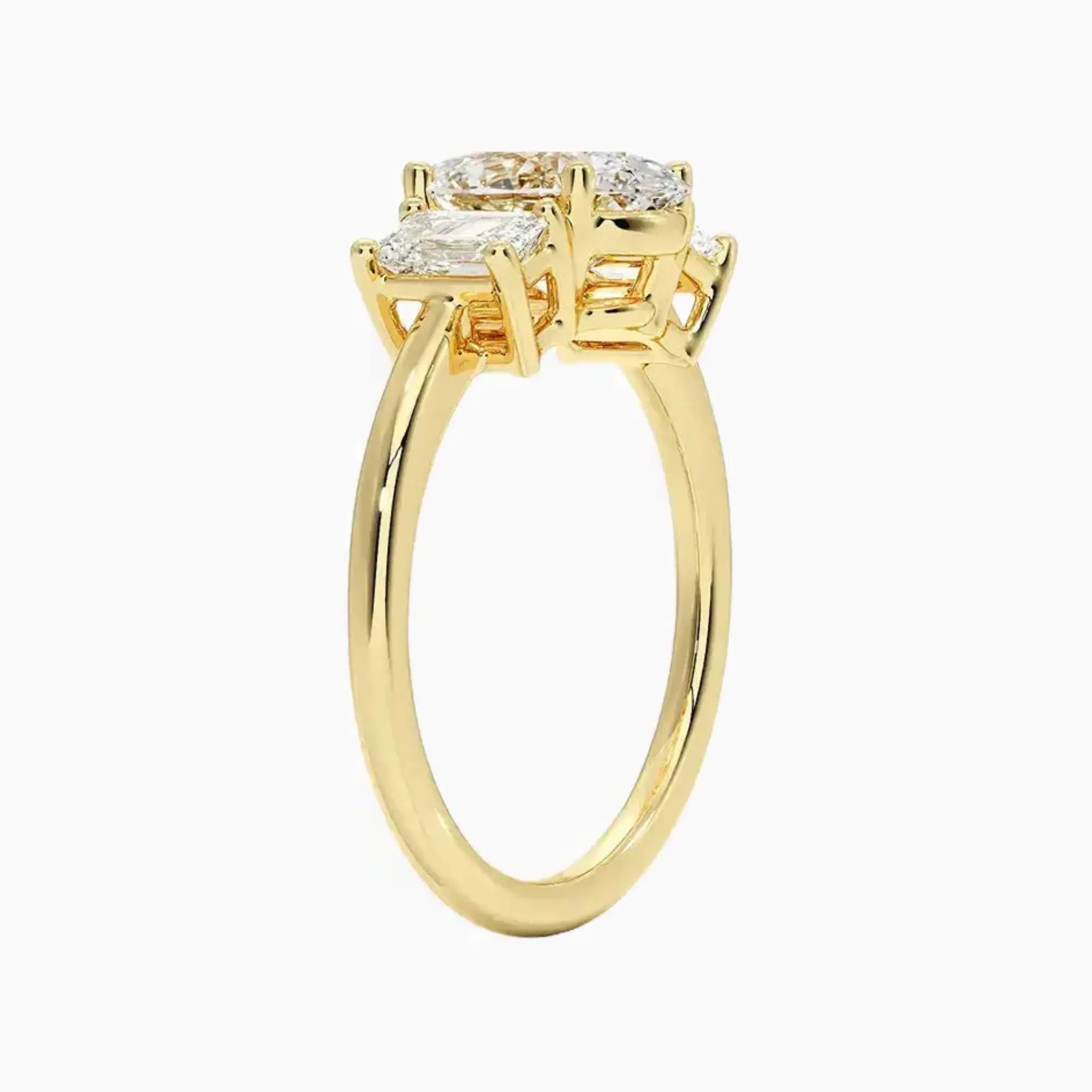 Aurelia Oval Three Stone Diamond Ring Setting in 14K White Gold