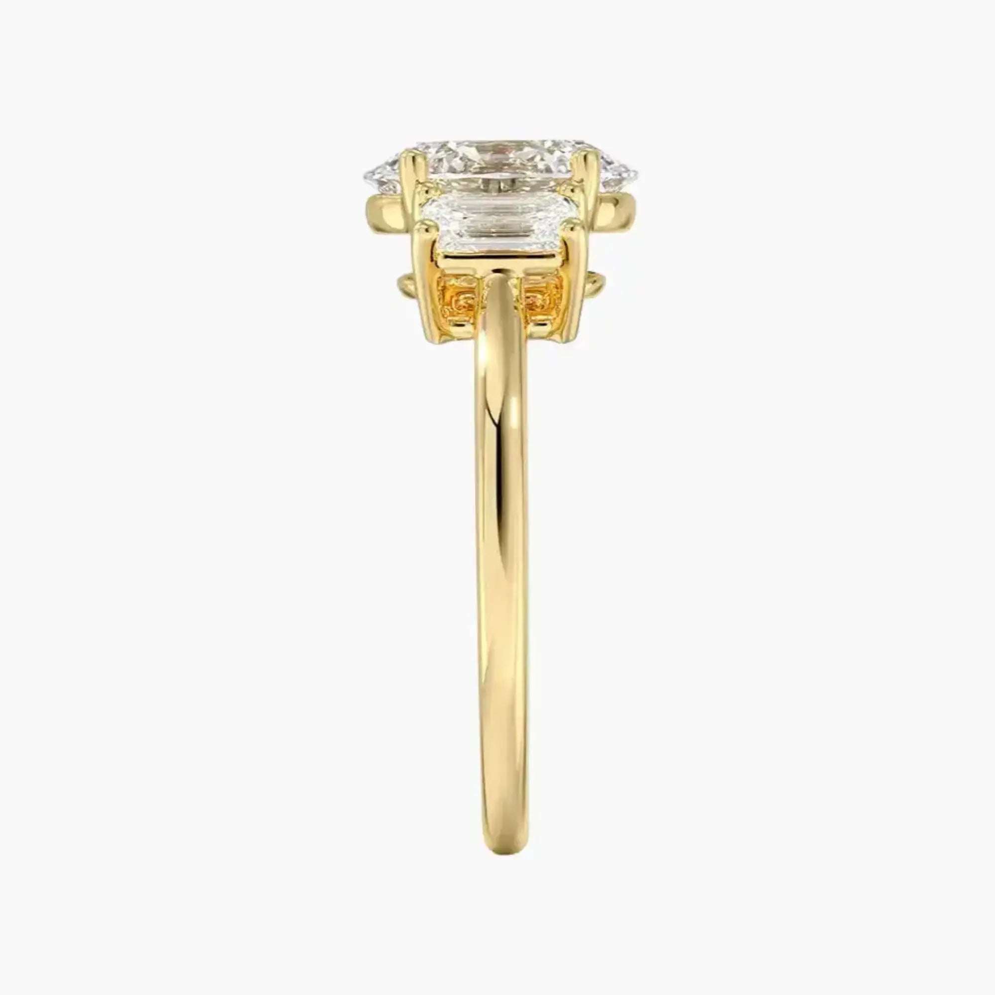 Aurelia Oval Three Stone 3 Carat Lab Grown Diamond Engagement Ring in 14K Yellow Gold