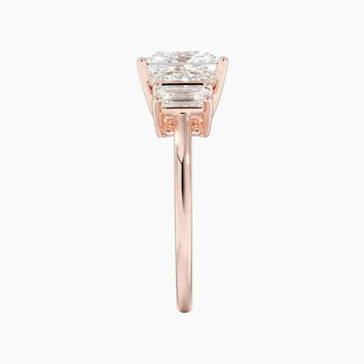 Aurelia Princess Three Stone 2 Carat Lab Grown Diamond Engagement Ring in 14K Yellow Gold