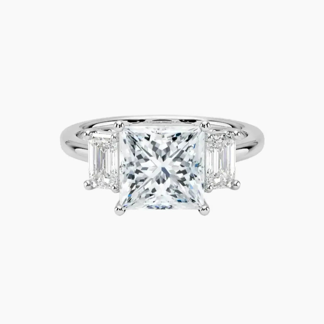 Aurelia Princess Three Stone Diamond Ring Setting in 14K Rose Gold