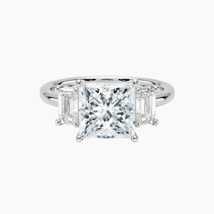 Aurelia Princess Three Stone 2 Carat Lab Grown Diamond Engagement Ring in 14K White Gold