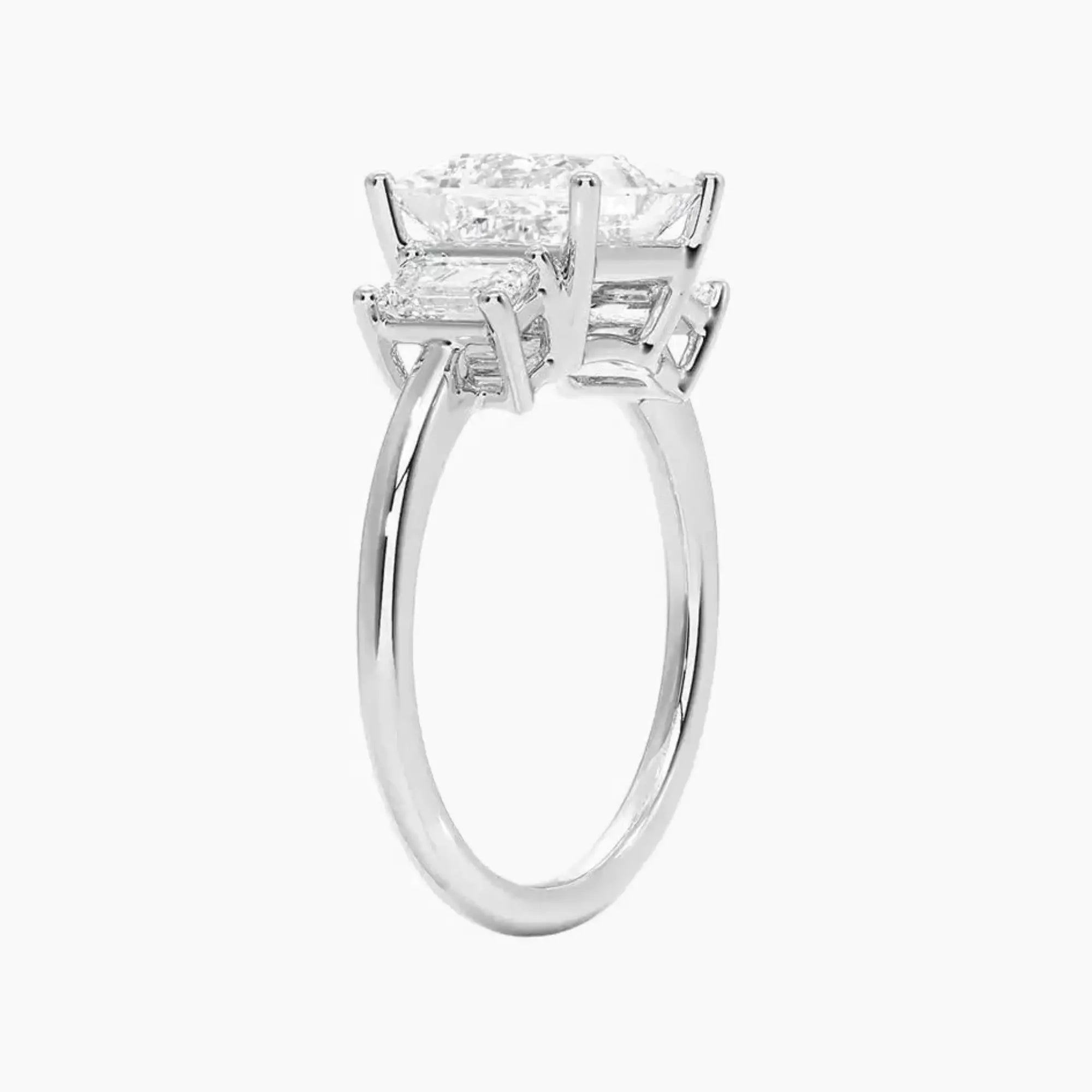 Aurelia Princess Three Stone Diamond Ring Setting in 18K White Gold