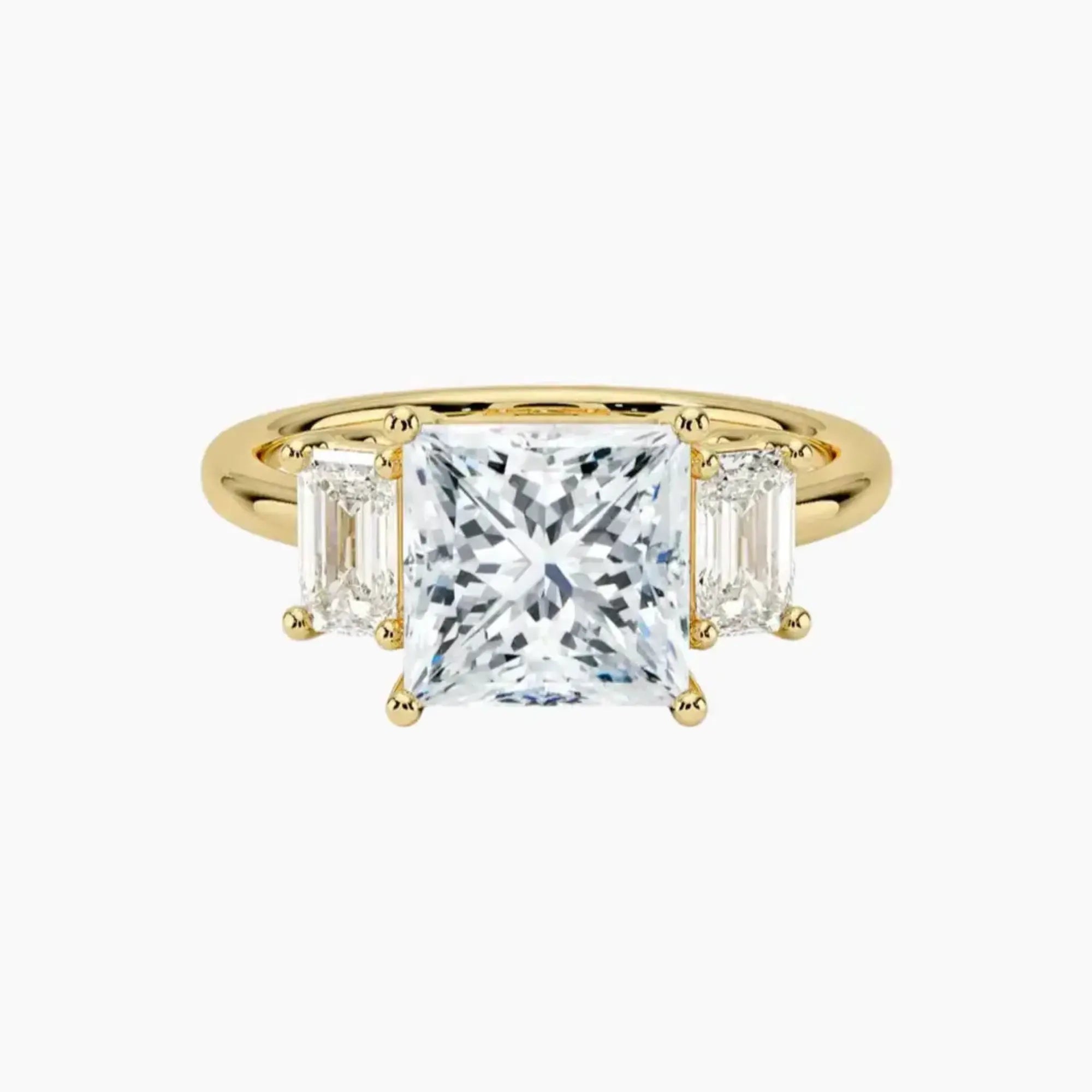 Aurelia Princess Three Stone 1 Carat Lab Grown Diamond Engagement Ring in 14K White Gold