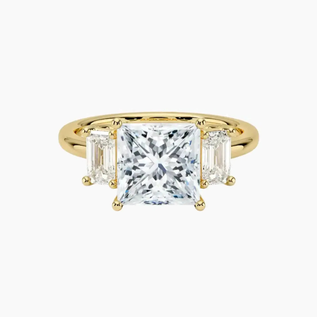 Aurelia Princess Three Stone 3 Carat Lab Grown Diamond Engagement Ring in 18K White Gold