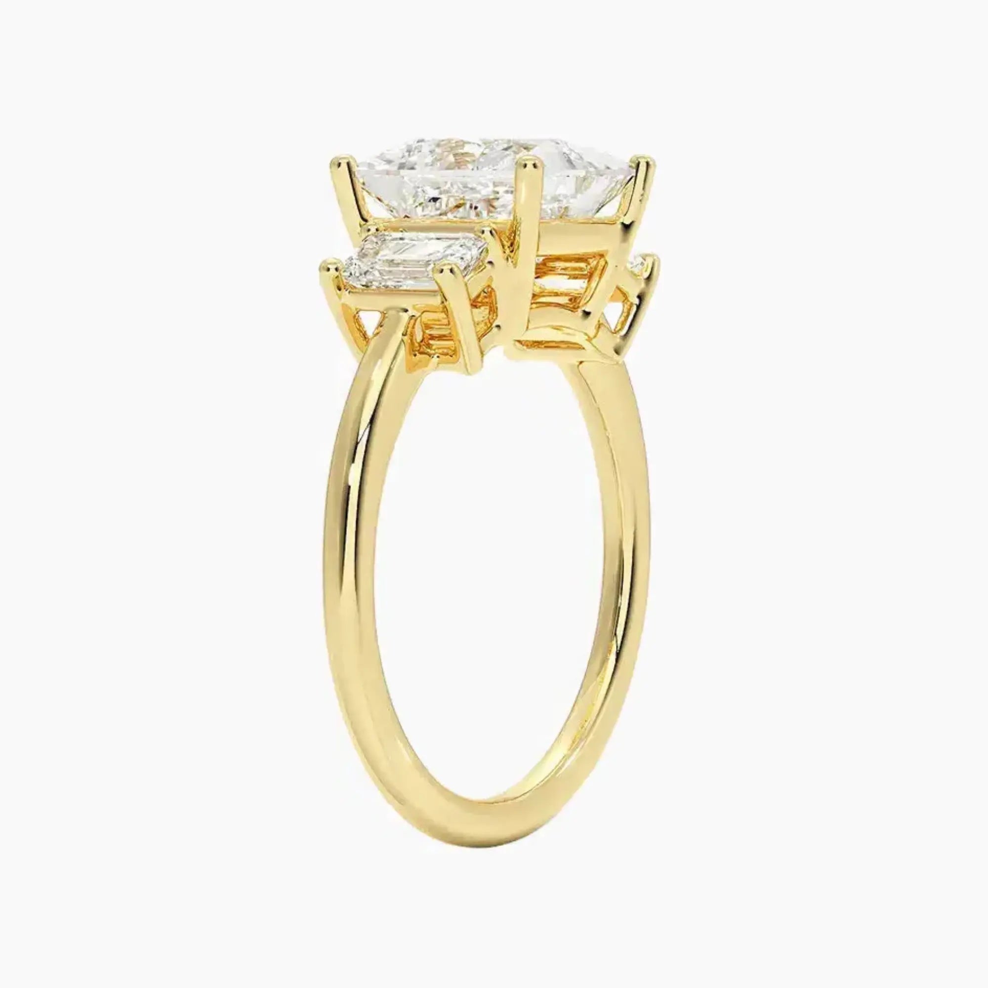 Aurelia Princess Three Stone 1.5 Carat Lab Grown Diamond Engagement Ring in 14K Yellow Gold