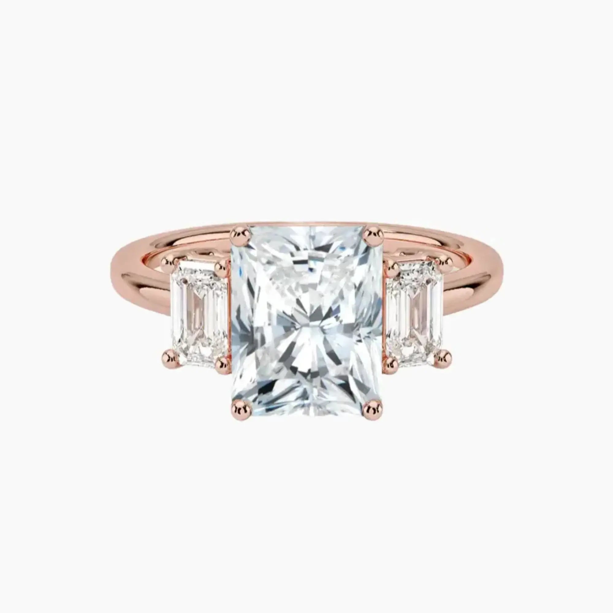 Aurelia Radiant Three Stone 3 Carat Lab Grown Diamond Engagement Ring in 14K White Gold
