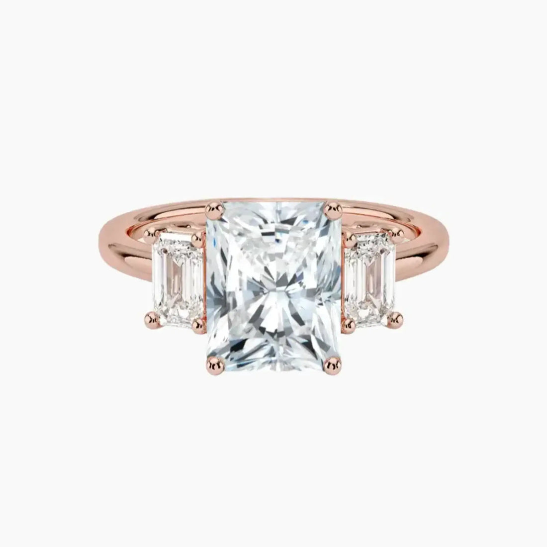 Aurelia Radiant Three Stone 3 Carat Lab Grown Diamond Engagement Ring in 14K White Gold