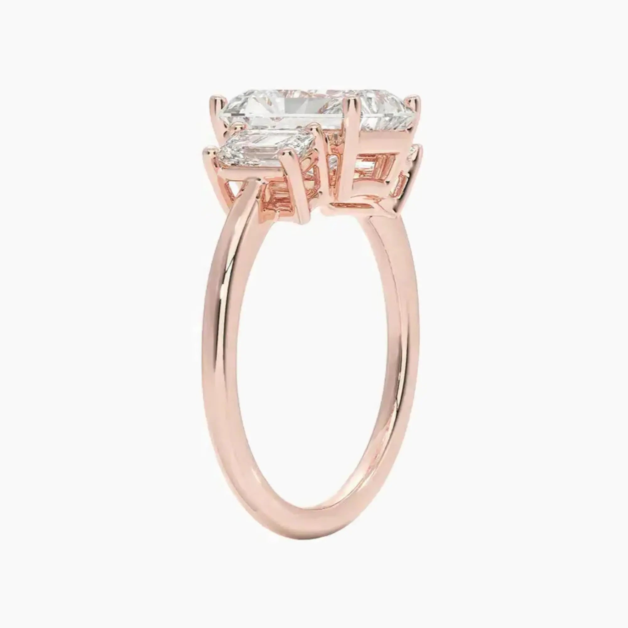 Aurelia Radiant Three Stone 2.5 Carat Lab Grown Diamond Engagement Ring in 14K White Gold