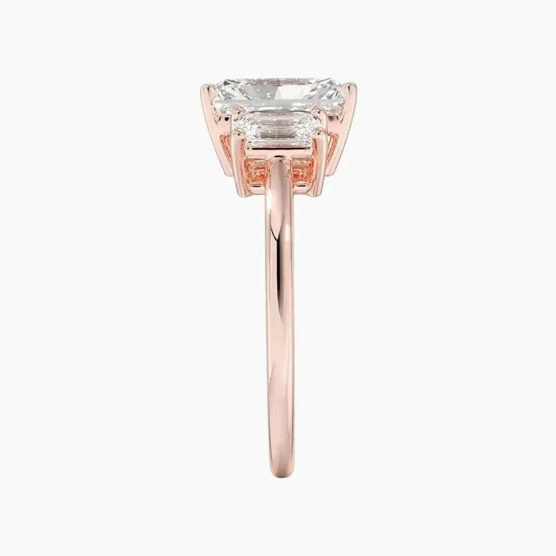 Aurelia Radiant Three Stone Diamond Ring Setting in 14K Rose Gold