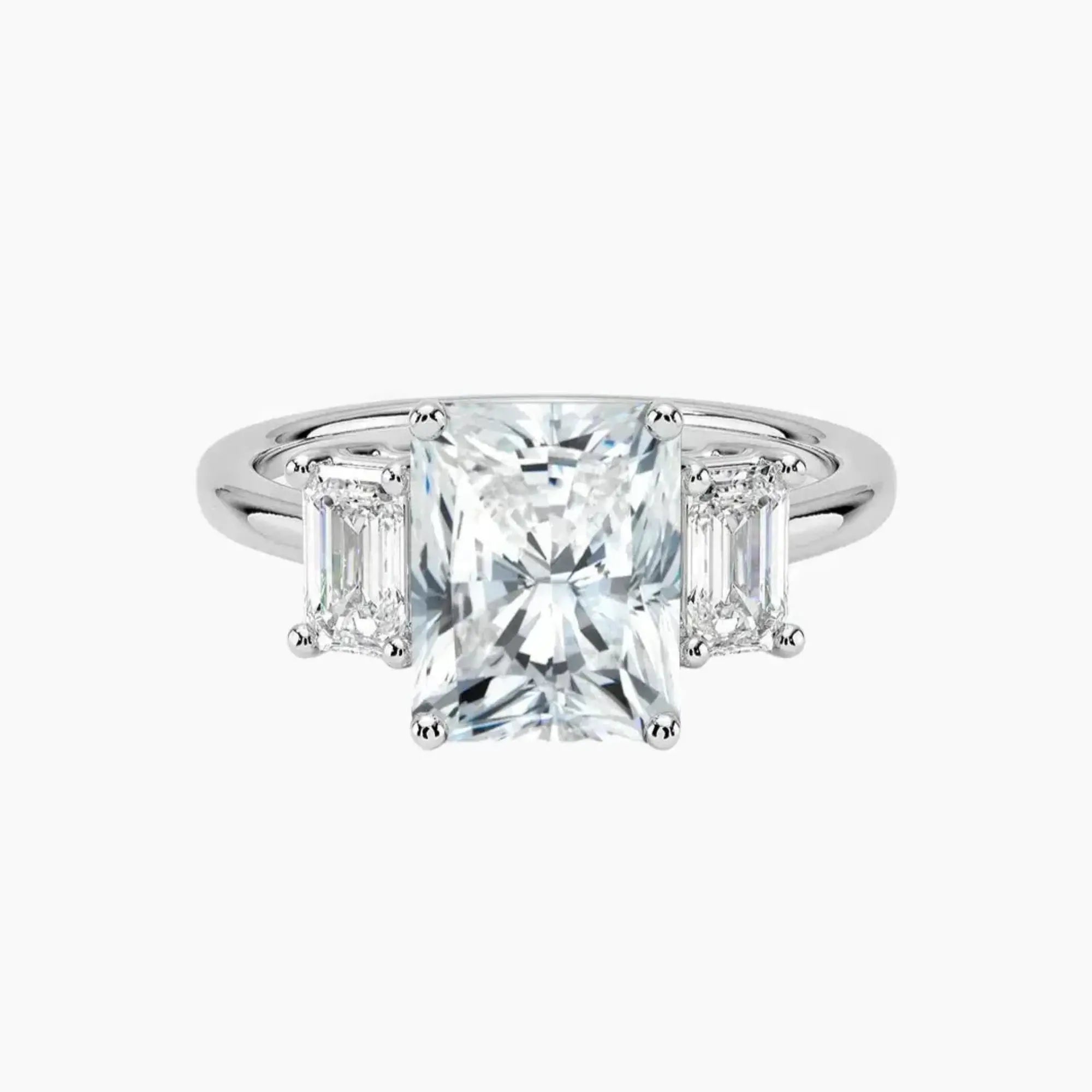 Aurelia Radiant Three Stone Diamond Ring Setting in 14K Yellow Gold