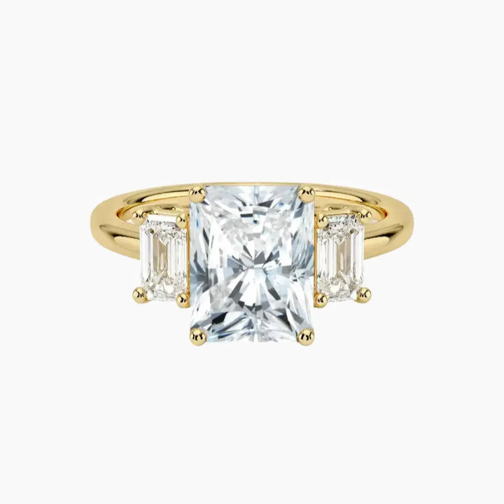Aurelia Radiant Three Stone 2 Carat Lab Grown Diamond Engagement Ring in 14K Yellow Gold