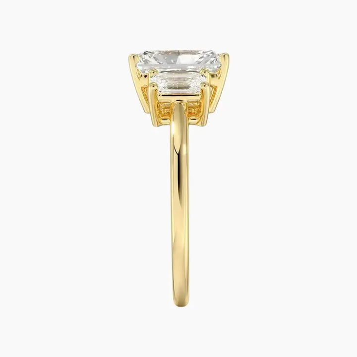 Aurelia Radiant Three Stone 2 Carat Lab Grown Diamond Engagement Ring in 18K Rose Gold