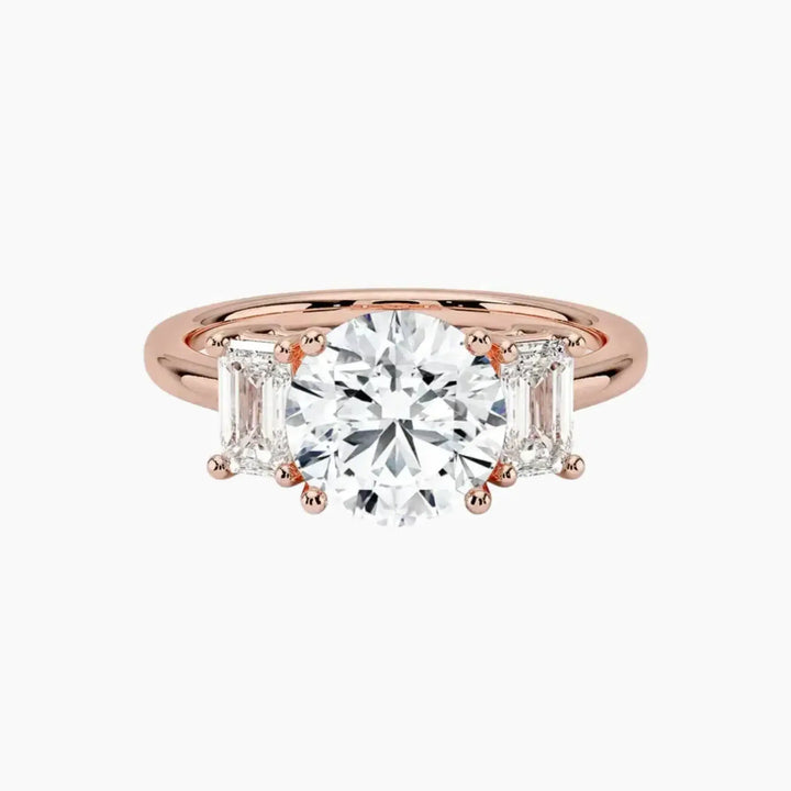 Aurelia Round Three Stone 2 Carat Lab Grown Diamond Engagement Ring in 14K Rose Gold