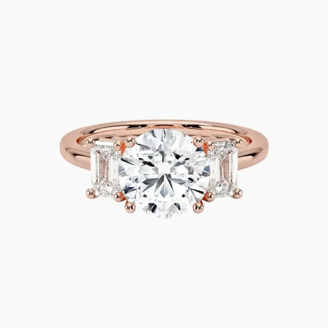 Aurelia Round Three Stone 3 Carat Lab Grown Diamond Engagement Ring in 14K Rose Gold