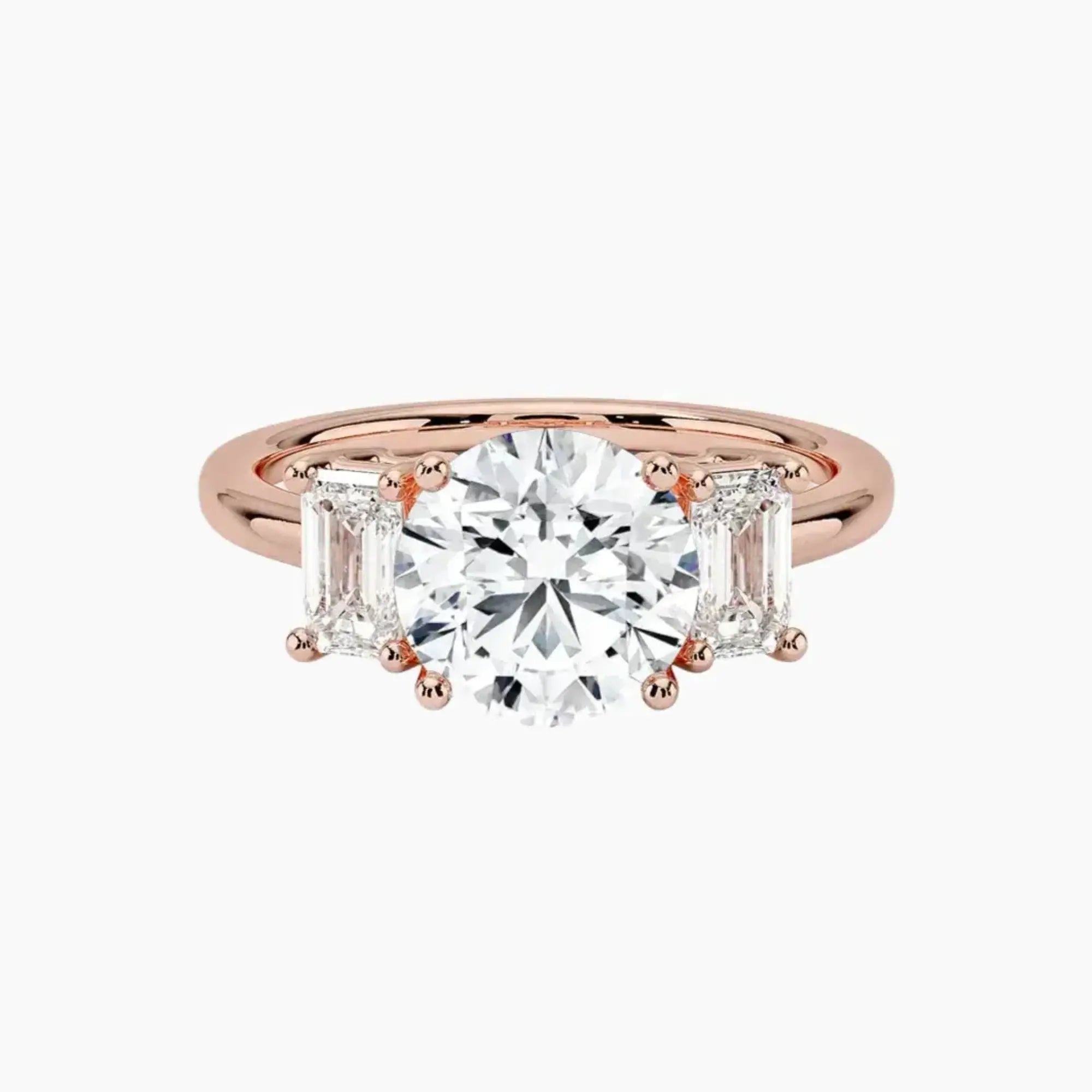 Aurelia Round Three Stone 2.5 Carat Lab Grown Diamond Engagement Ring in 18K Yellow Gold
