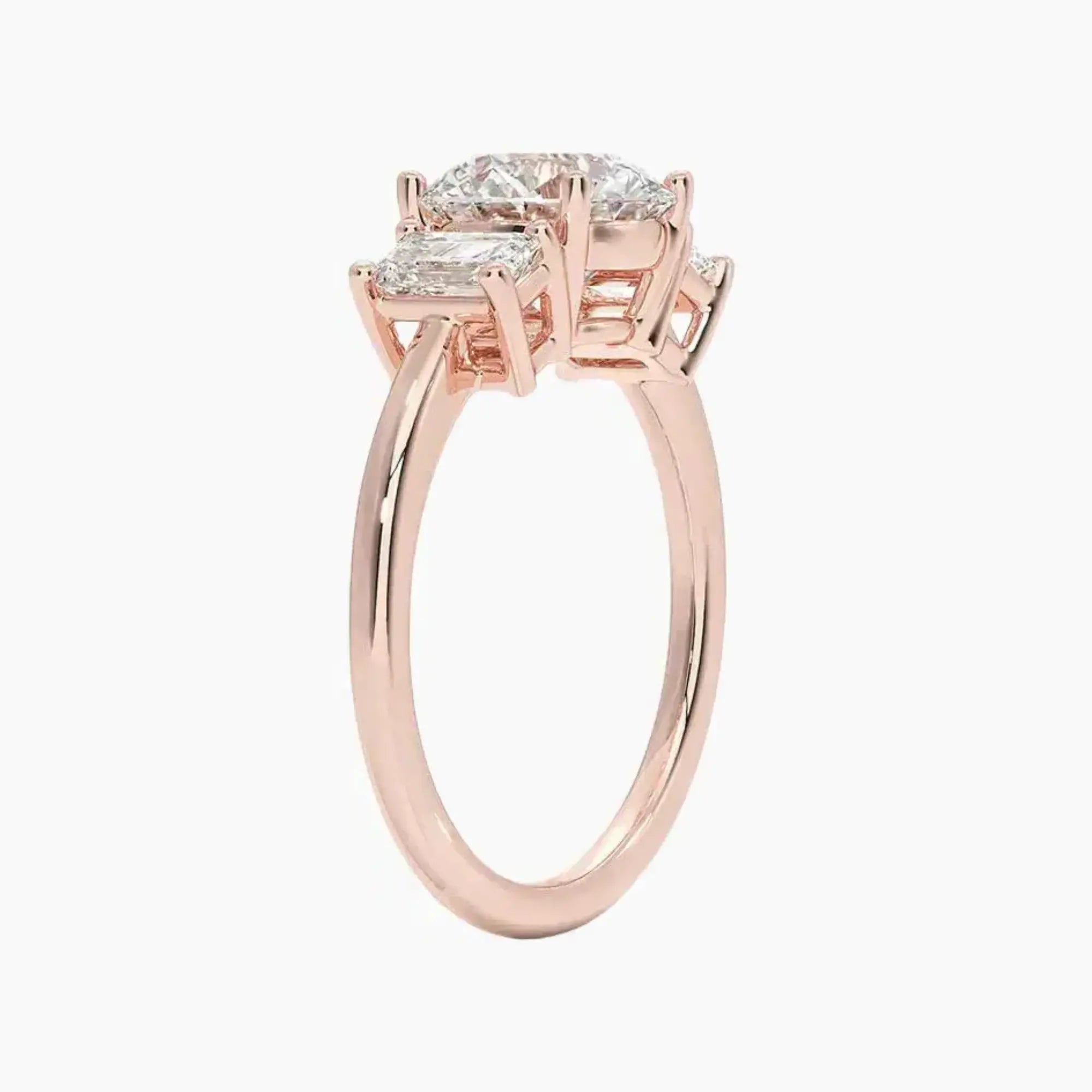 Aurelia Round Three Stone 1 Carat Lab Grown Diamond Engagement Ring in 18K White Gold