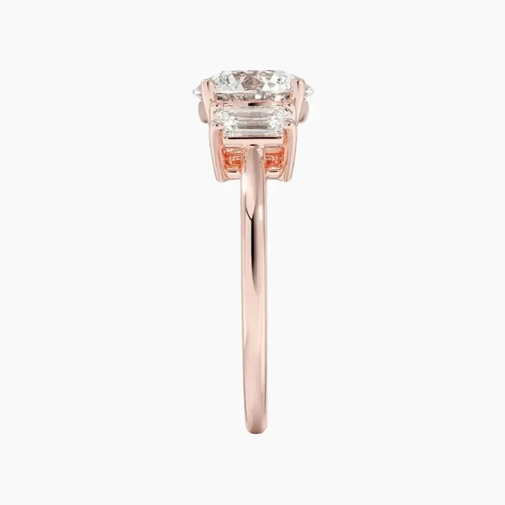 Aurelia Round Three Stone 2.5 Carat Lab Grown Diamond Engagement Ring in 18K Yellow Gold