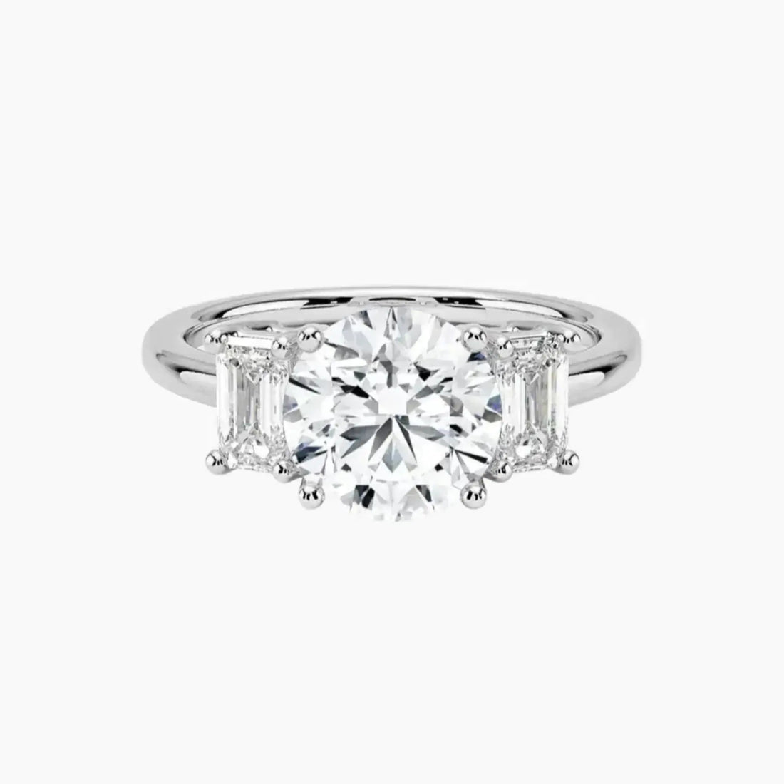 Aurelia Round Three Stone Diamond Ring Setting in 14K Rose Gold