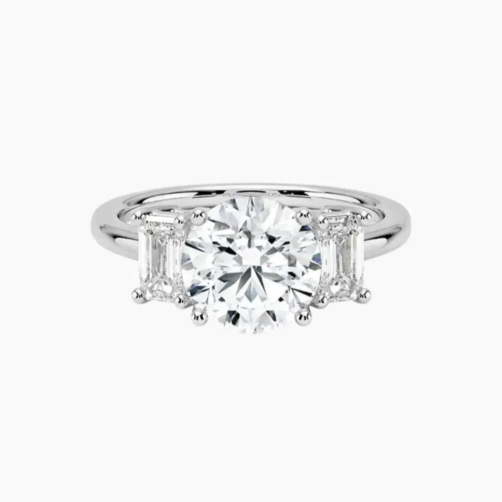 Aurelia Round Three Stone 2 Carat Lab Grown Diamond Engagement Ring in 14K White Gold