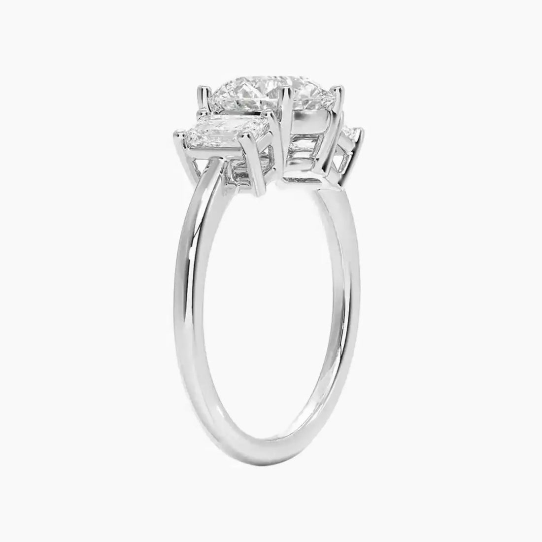 Aurelia Round Three Stone 1 Carat Lab Grown Diamond Engagement Ring in 14K White Gold