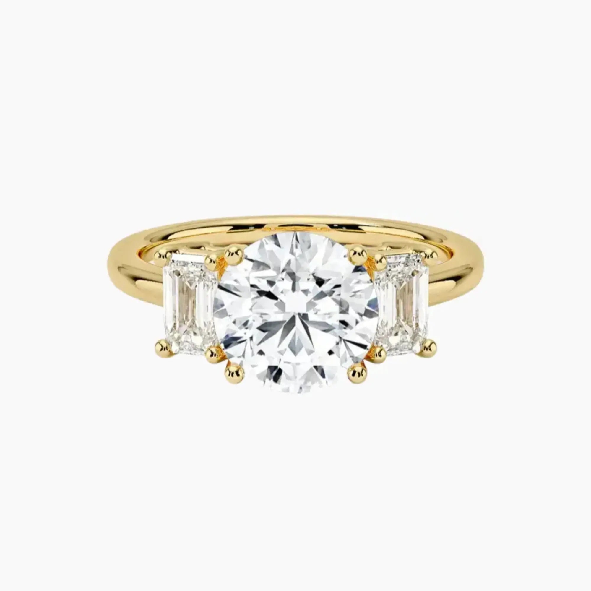 Aurelia Round Three Stone Diamond Ring Setting in 14K Yellow Gold