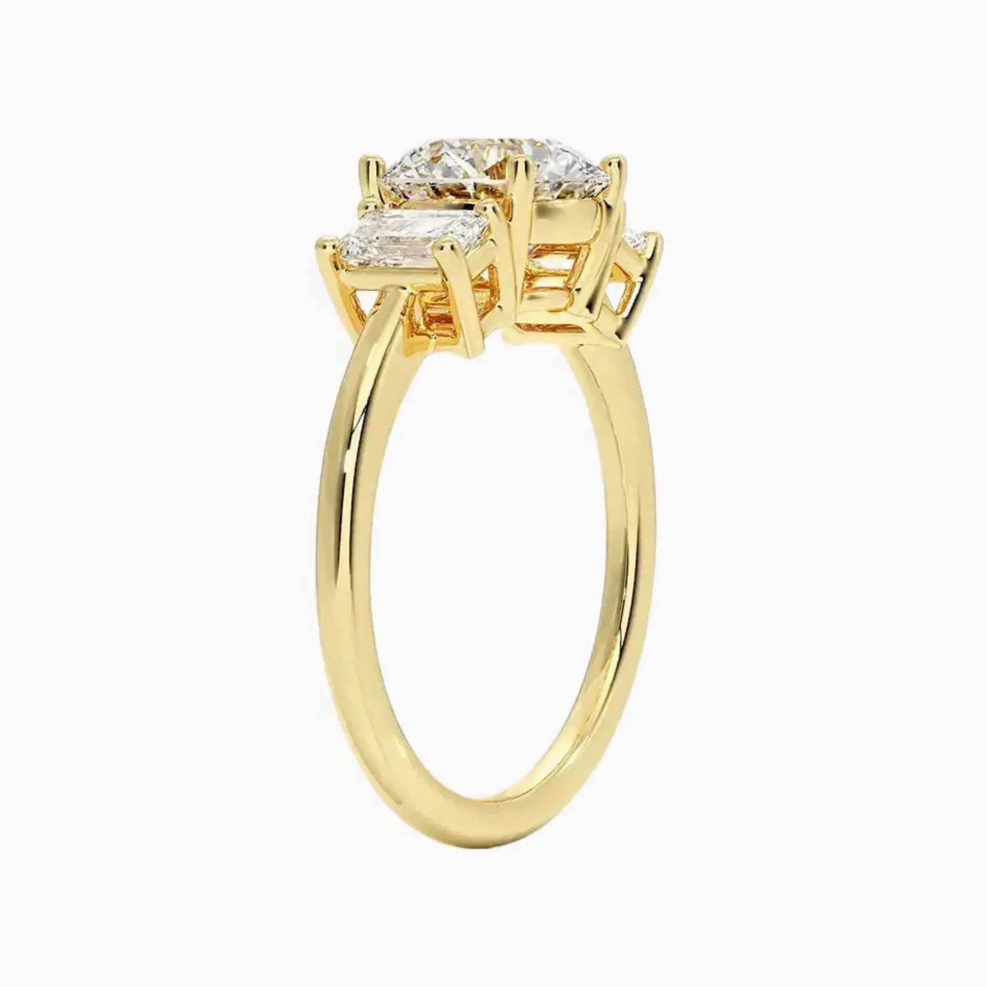 Aurelia Round Three Stone 1 Carat Lab Grown Diamond Engagement Ring in 18K Rose Gold