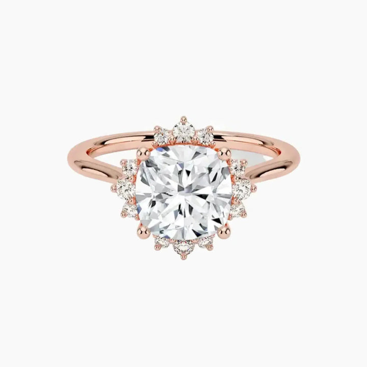 Nadia Cushion Designer 3 Carat Lab Grown Diamond Engagement Ring in 14K Rose Gold