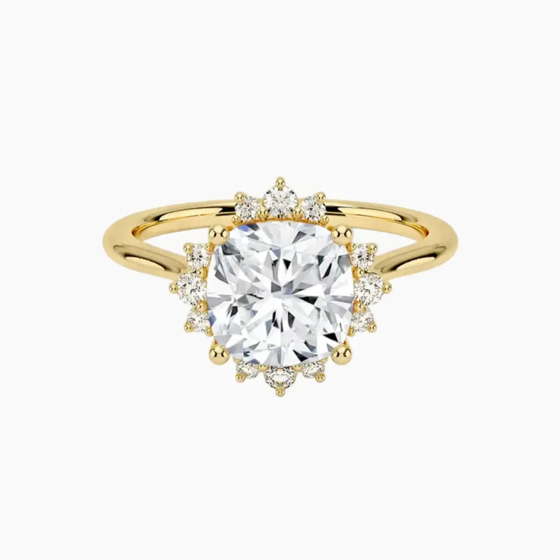 Nadia Cushion Designer 3 Carat Lab Grown Diamond Engagement Ring in 18K White Gold