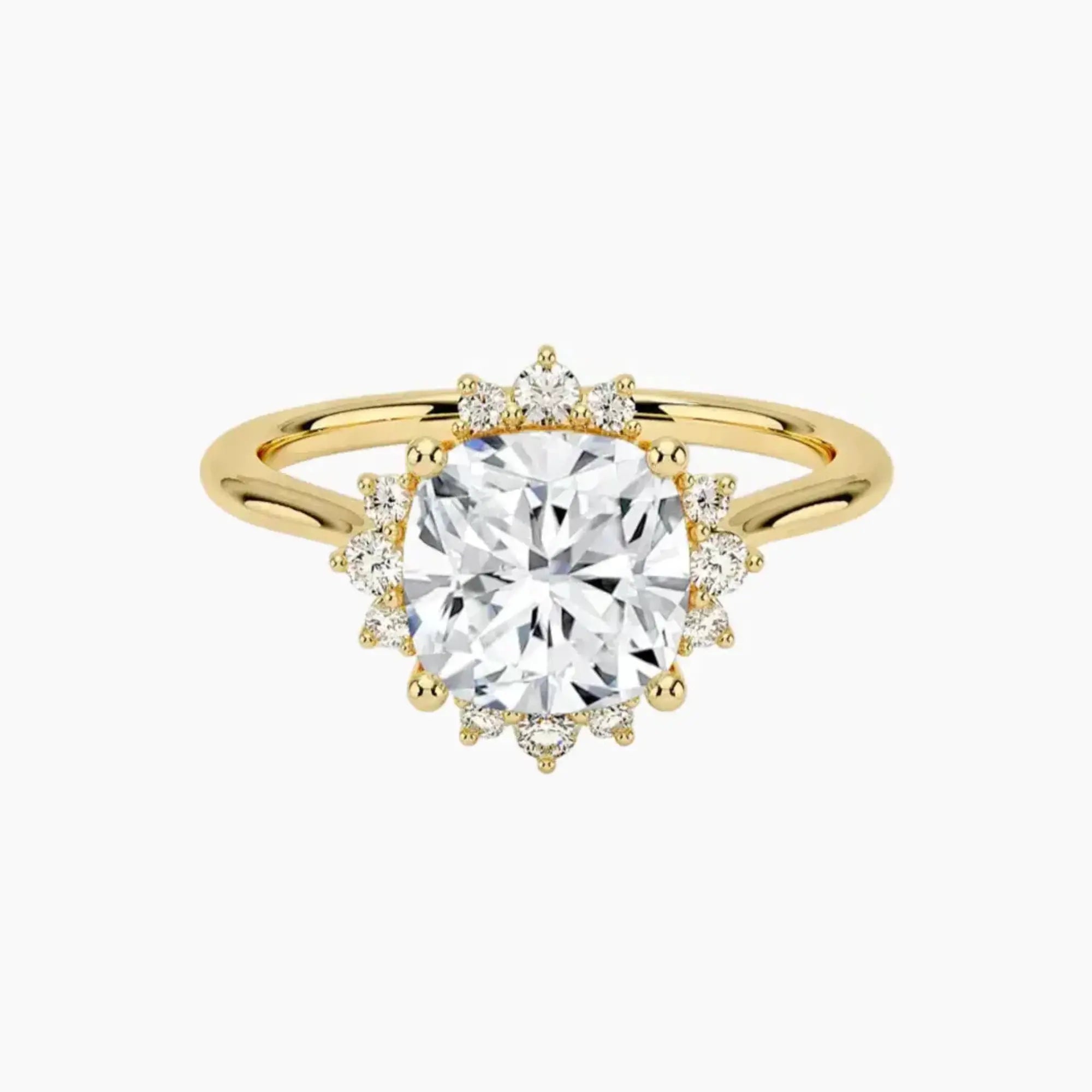 Nadia Cushion Designer 3 Carat Lab Grown Diamond Engagement Ring in 18K Yellow Gold