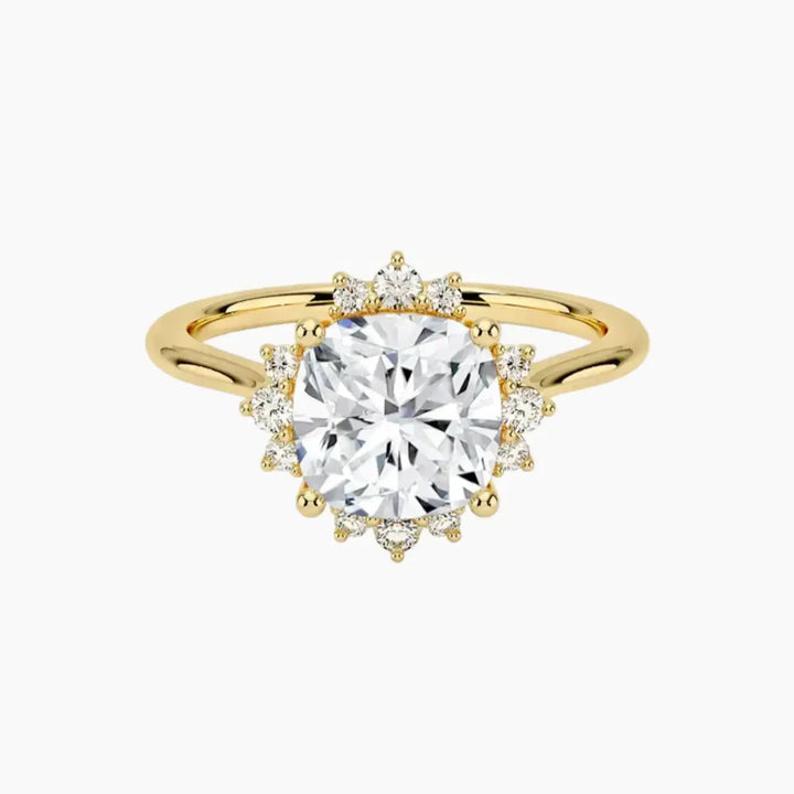Nadia Cushion Designer 2 Carat Lab Grown Diamond Engagement Ring in 18K Yellow Gold