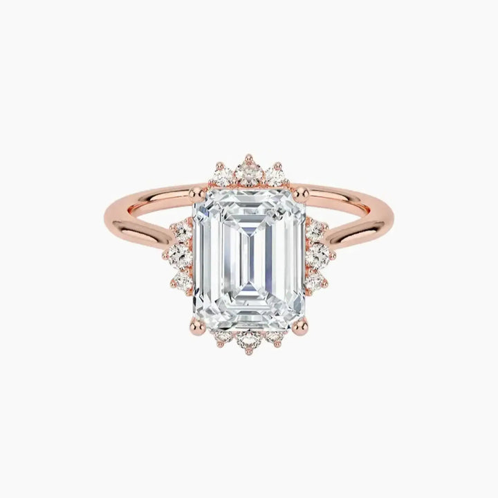 Nadia Emerald Designer 1.5 Carat Lab Grown Diamond Engagement Ring in 14K Rose Gold
