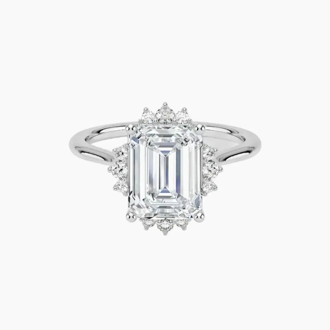 Nadia Emerald Designer 2 Carat Lab Grown Diamond Engagement Ring in 14K White Gold
