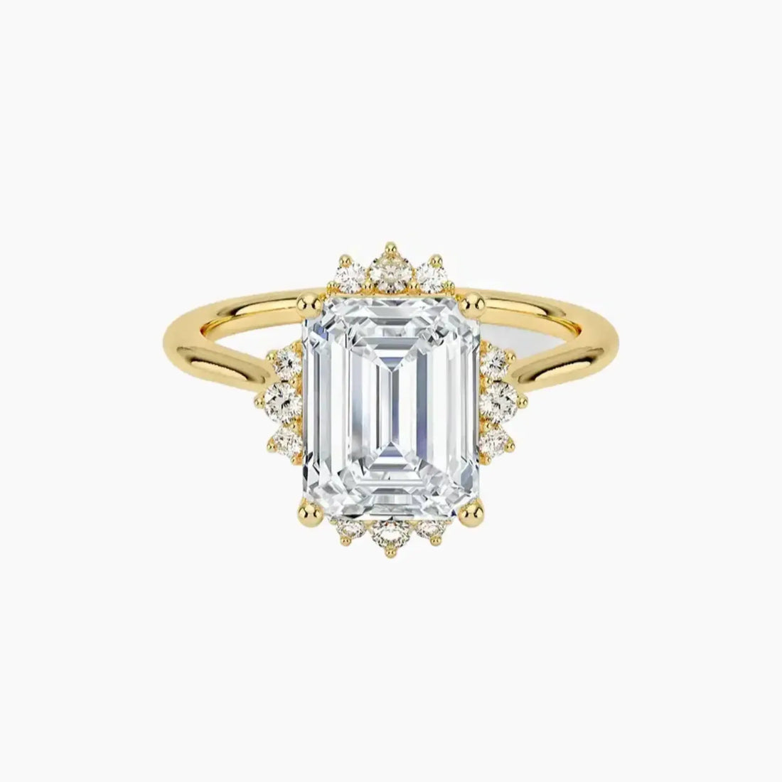 Nadia Emerald Designer 2 Carat Lab Grown Diamond Engagement Ring in 18K White Gold