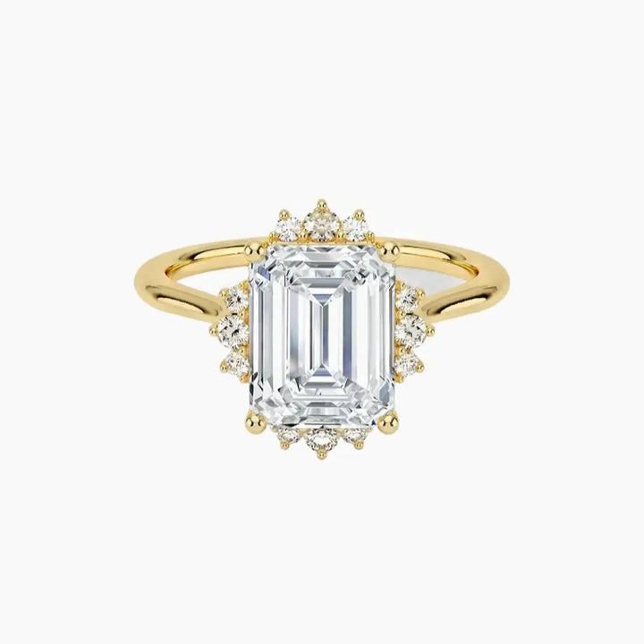 Nadia Emerald Designer 1 Carat Lab Grown Diamond Engagement Ring in 14K Yellow Gold