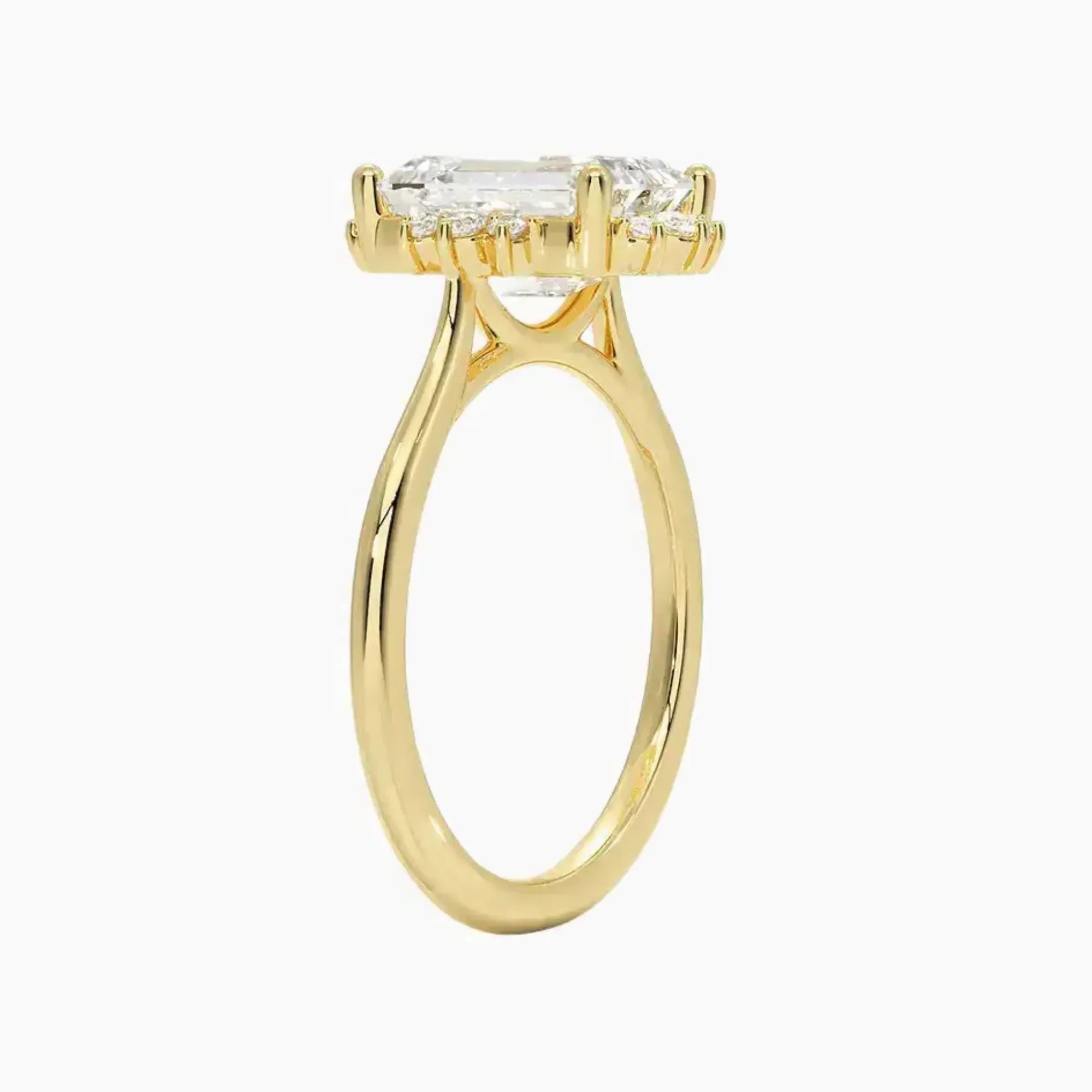 Nadia Emerald Designer Diamond Ring Setting in 14K Yellow Gold
