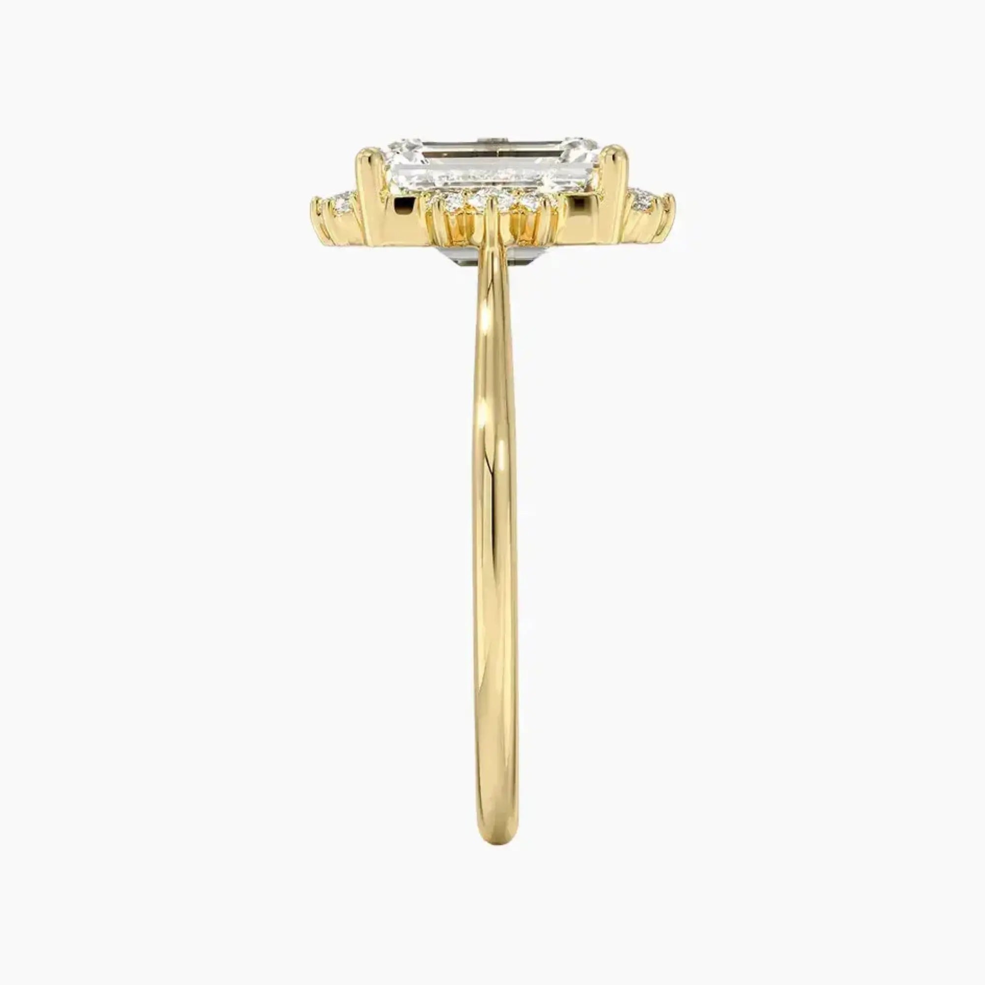 Nadia Emerald Designer 2.5 Carat Lab Grown Diamond Engagement Ring in 18K Yellow Gold