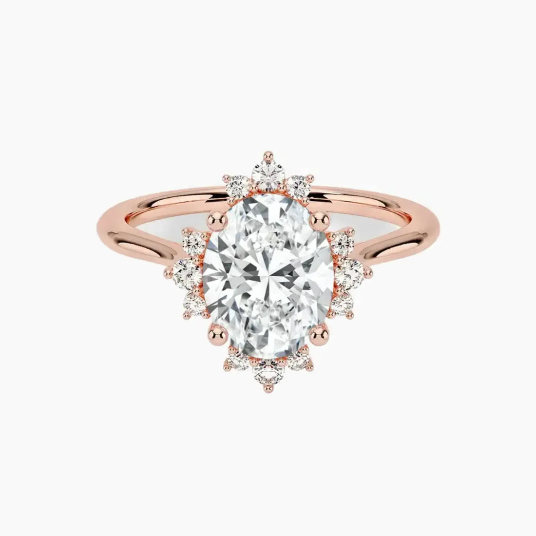 Nadia Oval Designer 3 Carat Lab Grown Diamond Engagement Ring in 14K Rose Gold