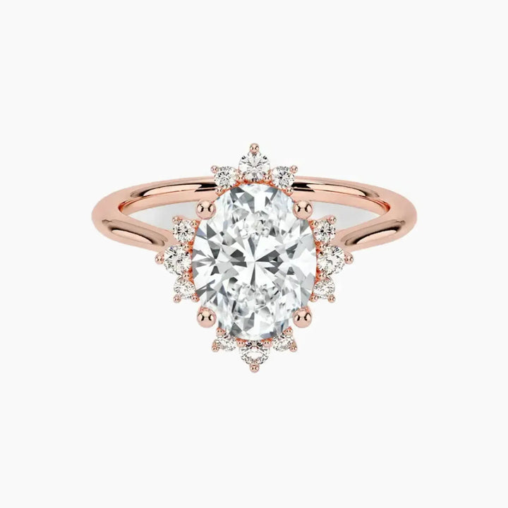 Nadia Oval Designer 1.5 Carat Lab Grown Diamond Engagement Ring in 18K Rose Gold