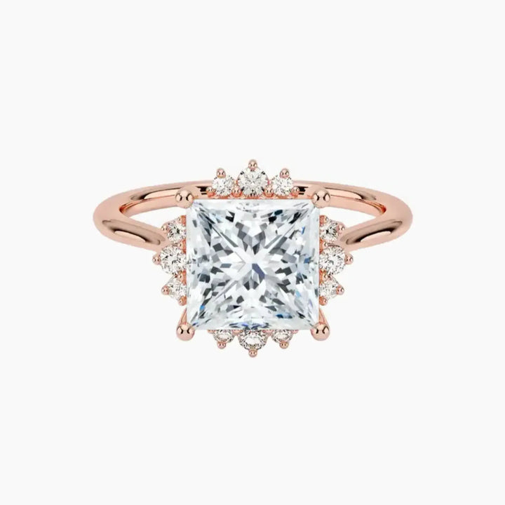 Nadia Princess Designer 2 Carat Lab Grown Diamond Engagement Ring in 14K Rose Gold