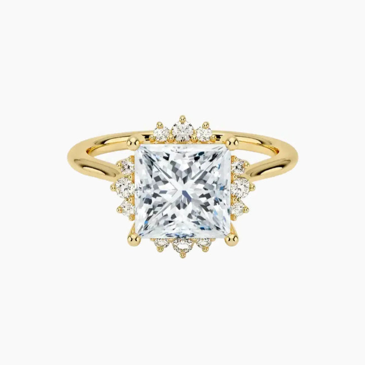 Nadia Princess Designer 2.5 Carat Lab Grown Diamond Engagement Ring in 14K Yellow Gold