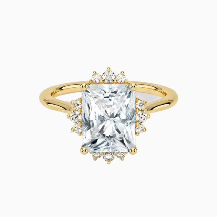 Nadia Radiant Designer 2.5 Carat Lab Grown Diamond Engagement Ring in 18K Yellow Gold